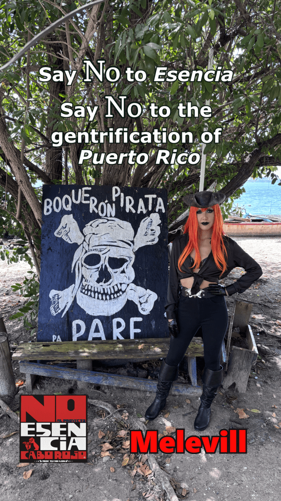 Puerto Rican Horror Host Melevill protesting Esencia in Cabo Rojo