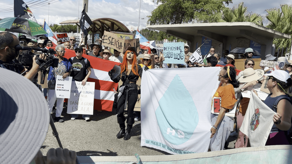 Puerto Rican Horror Host Melevill protesting gentrification